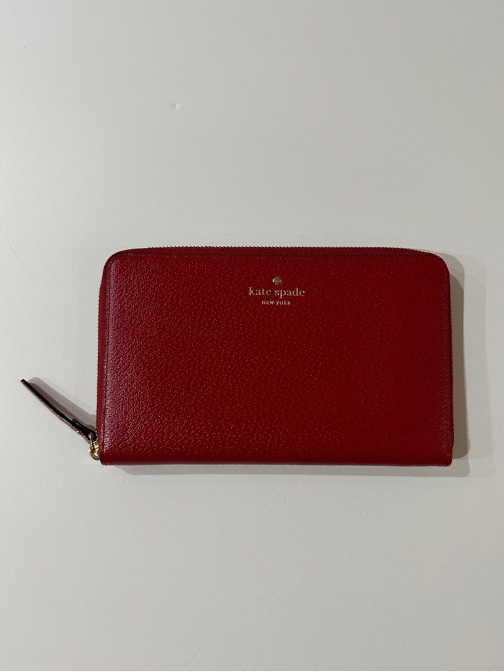 kate spade Red Zip-Around Leather Wallet